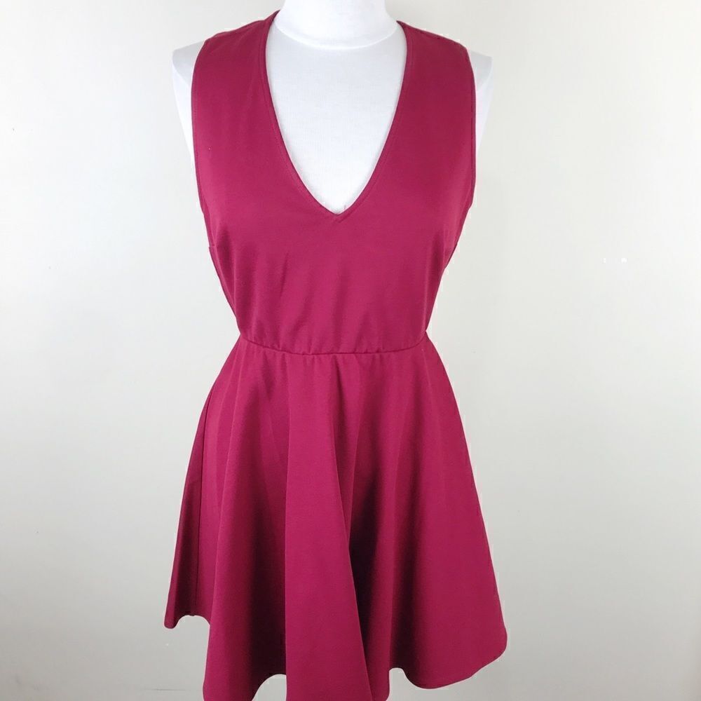 Lulus Maroon Open Back Criss Cross Mini Dress LRG